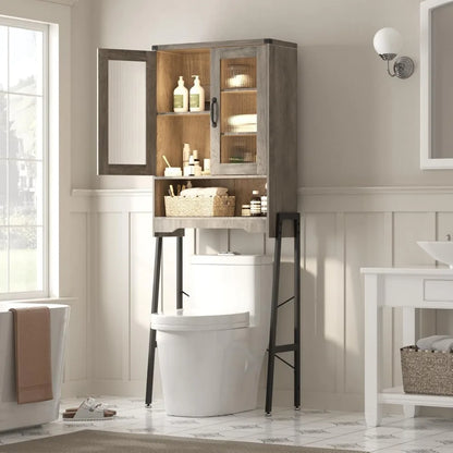 RBXC Space Saving Bathroom Storage Cabinet With Tempered Glass Door