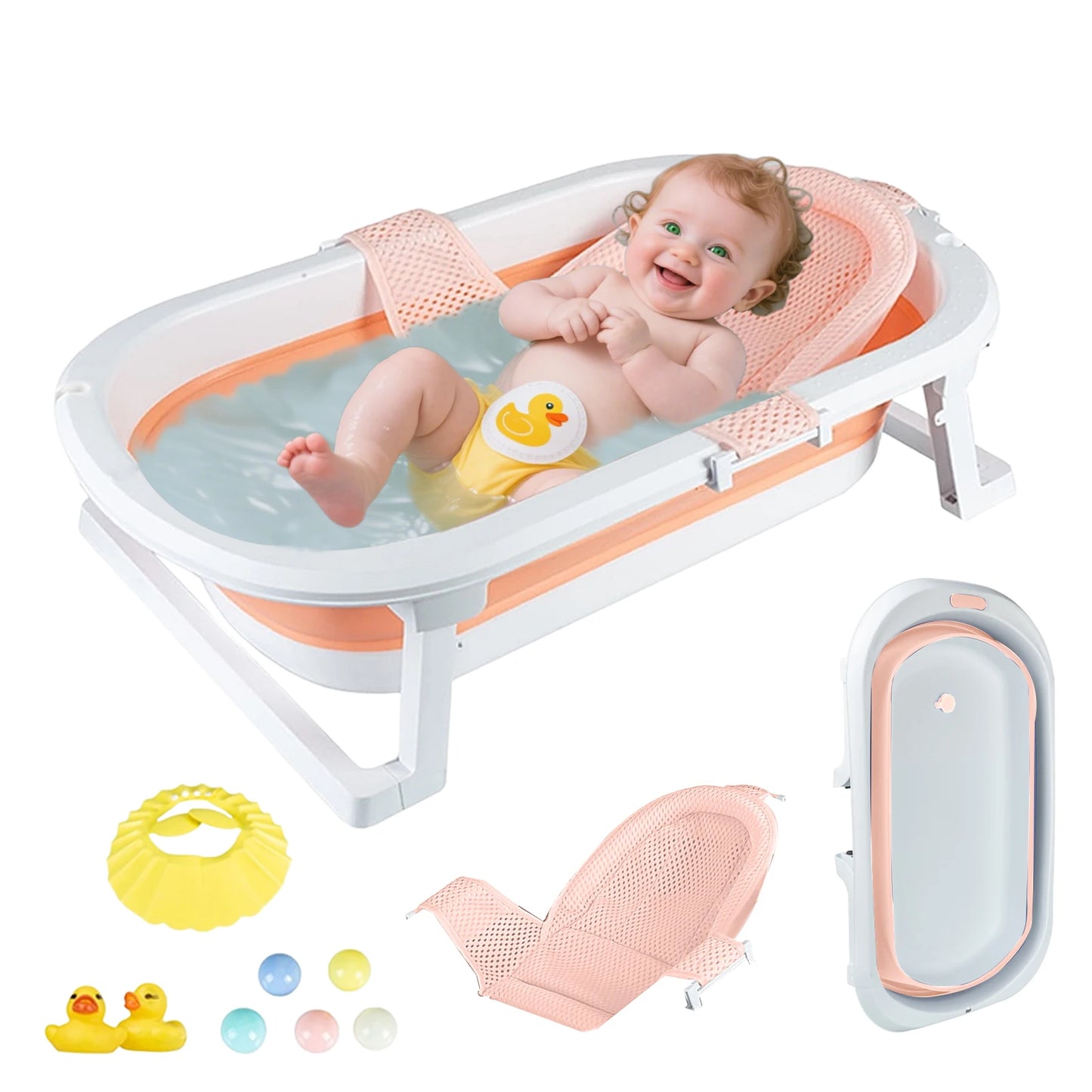 Hign-concerned Foldable Kids Bathtub With Non Slip Pad