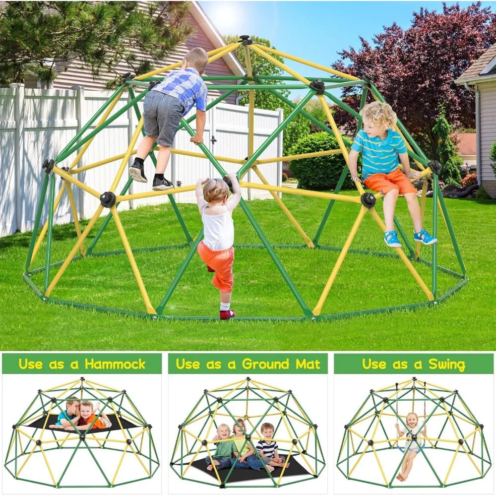 GIKPAL Climbing Dome, 10FT Dome Climber with Hammock for Kids 3 to 10 Outdoor Play Equipment, Supports up to 1000lbs Jungle Gym,