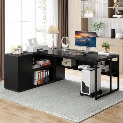 Tribesigns Executive L Shaped Desk With Cabinet Storage And Shelves