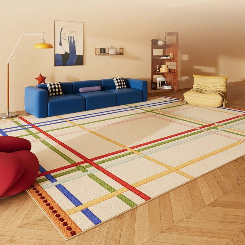 Minimalist Creative Dopamine Geometric Pattern Living Room Carpet Bedroom Room Floor Rugs Home Easy Repair Sofa Coffee Table Mat