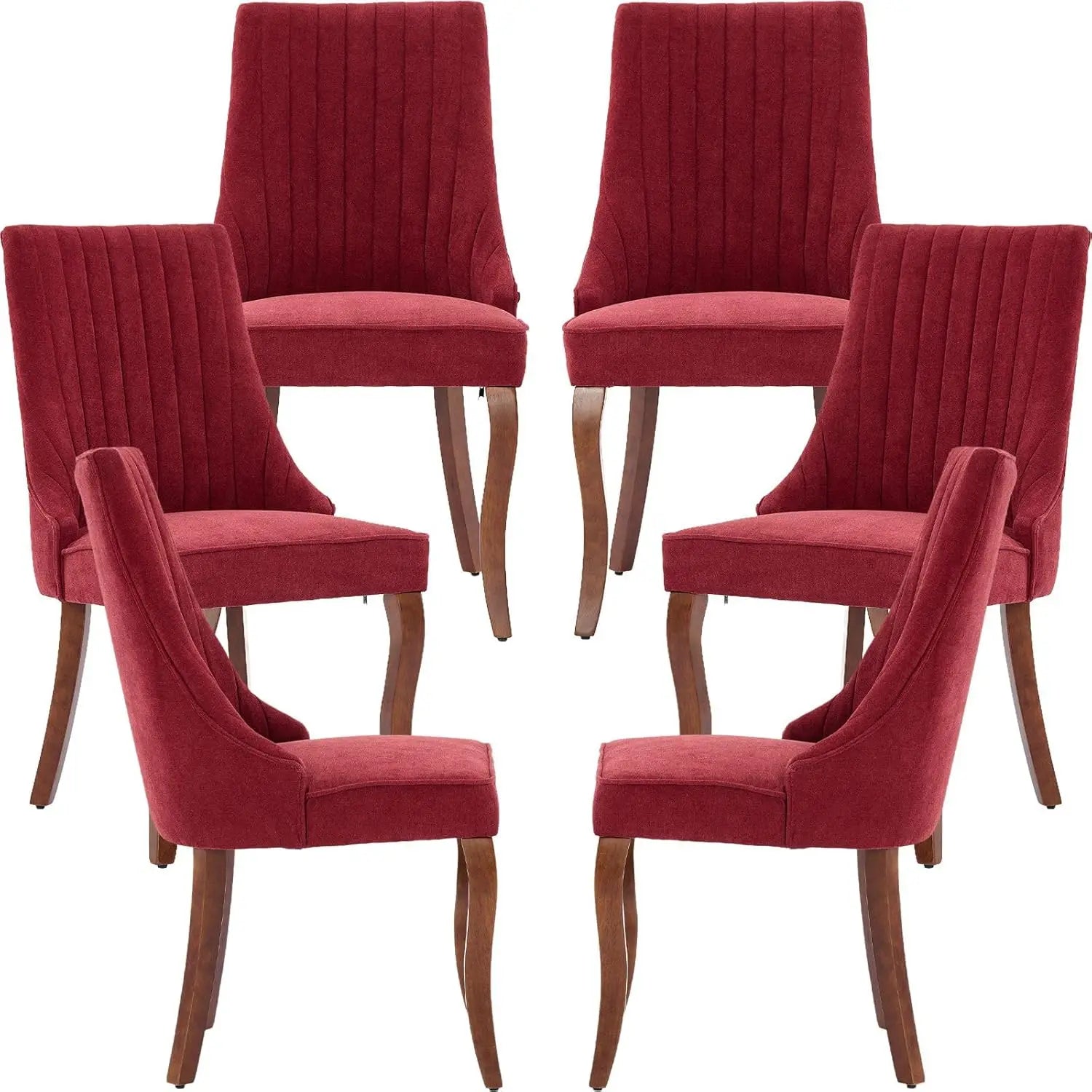 Velvet Upholstered Dining Chairs Set of 6 Mid Century Wood Legs Kitchen Room Easy Assembly Beige 6pcs,Customized