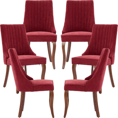 Velvet Upholstered Dining Chairs Set of 6 Mid Century Wood Legs Kitchen Room Easy Assembly Beige 6pcs,Customized
