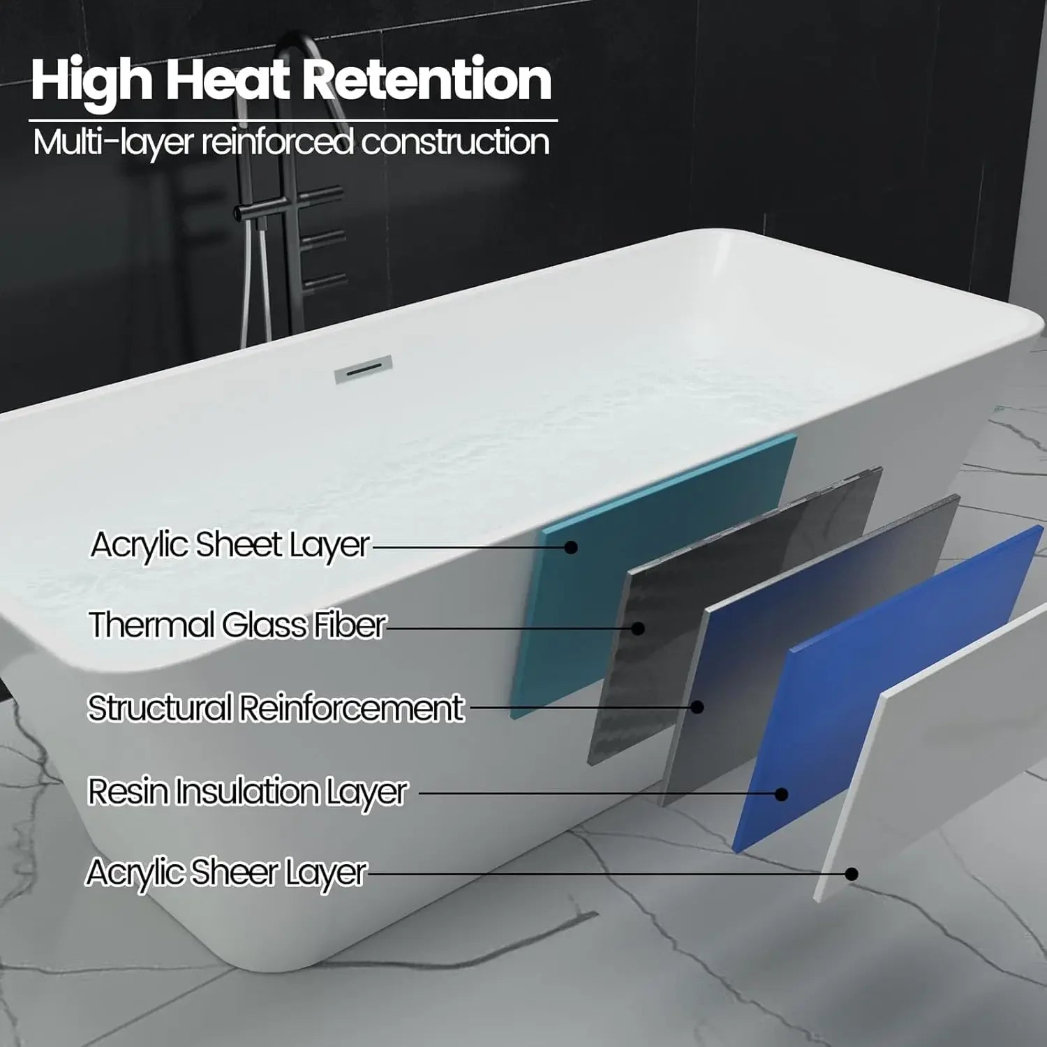 Freestanding Bathtub 59 inch Acrylic Soaking Tub with Chrome Drain, Compact Oval Bath for Bathroom Upgrade and Relaxing Home Spa