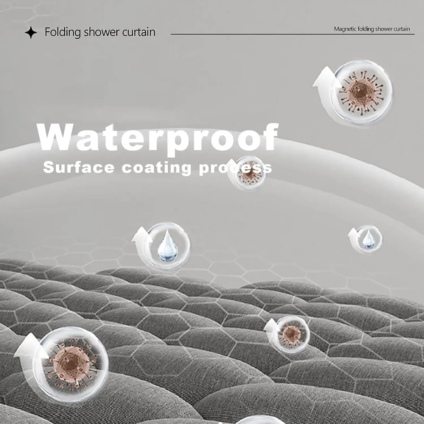 Folding Linen Shower Curtains for Bathroom with Magnets, Privacy Accordion Door Shower Curtain Waterproof with Punch-Free