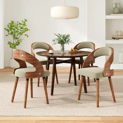 Modern Wood Dining Chairs Set of 4 Upholstered with Curved Backrest for Kitchen Dining Room Living Room, Customized