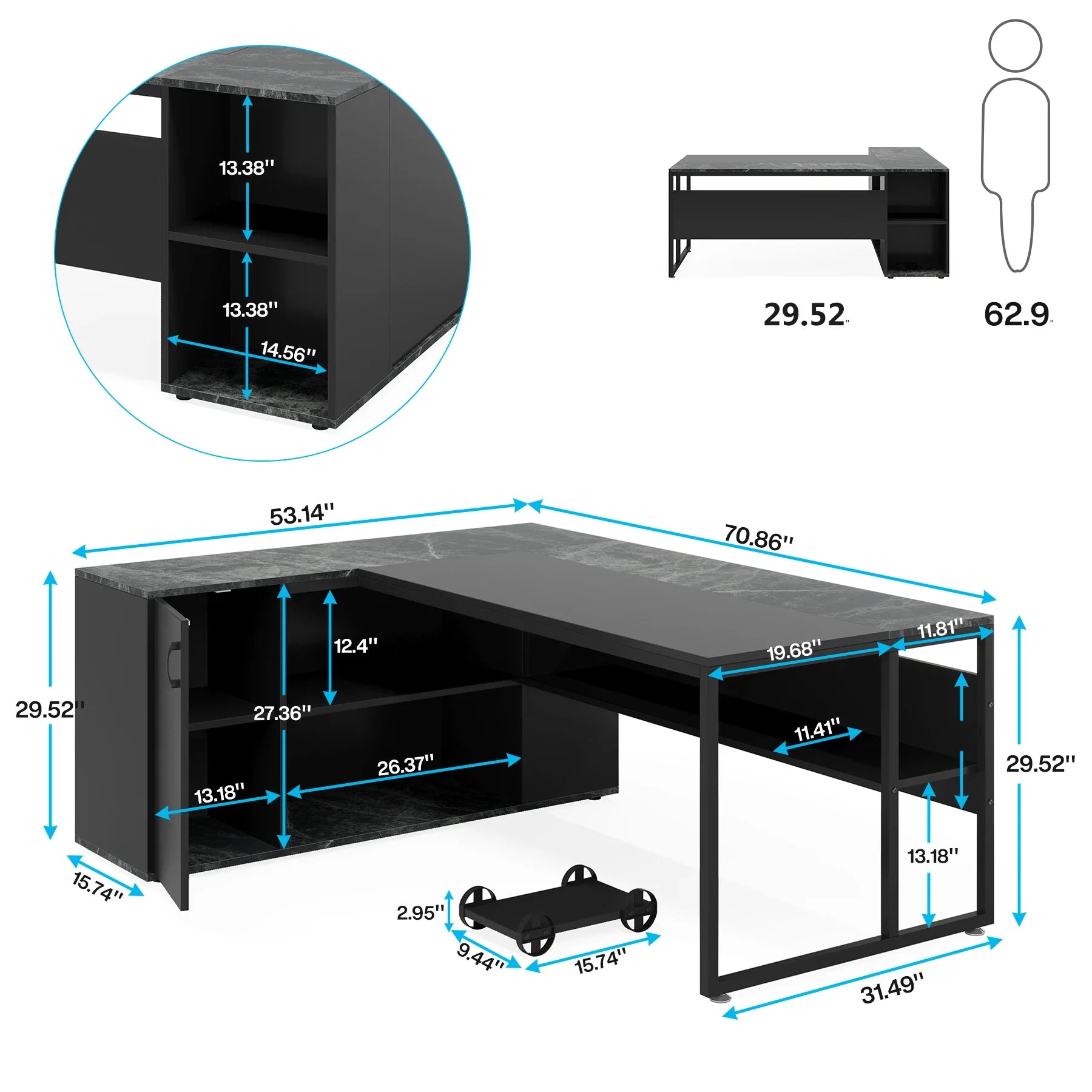 Tribesigns Executive L Shaped Desk With Cabinet Storage And Shelves