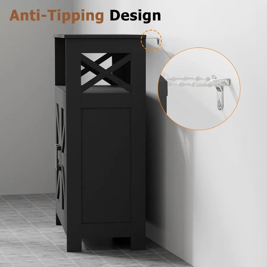 Bathroom Storage Cabinet With 2 Doors, Toilet Paper Cabinet With Adjustable Shelves, Small Bathroom Cabinet Fo