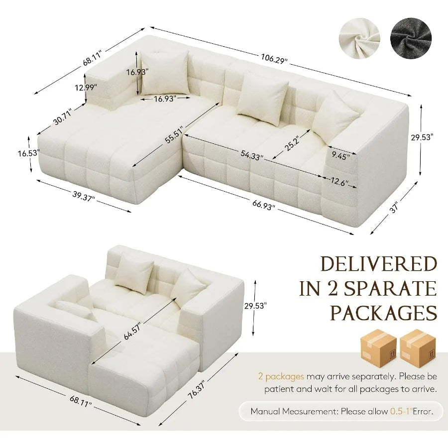 Boneless Modular Sectional Sofa With Chaise And Flexible Seating Design