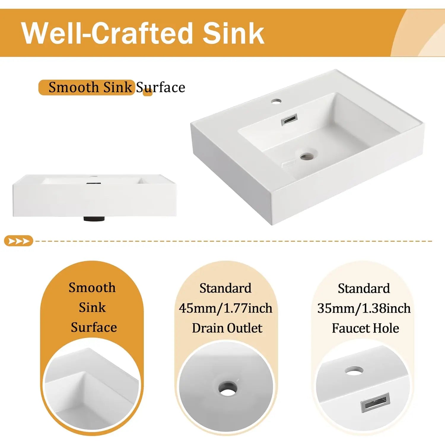 24 Inch Freestanding Bathroom Vanity with Resin Sink, Double Drawer Soft Close Storage Cabinet Basin Top Combo,, Customized