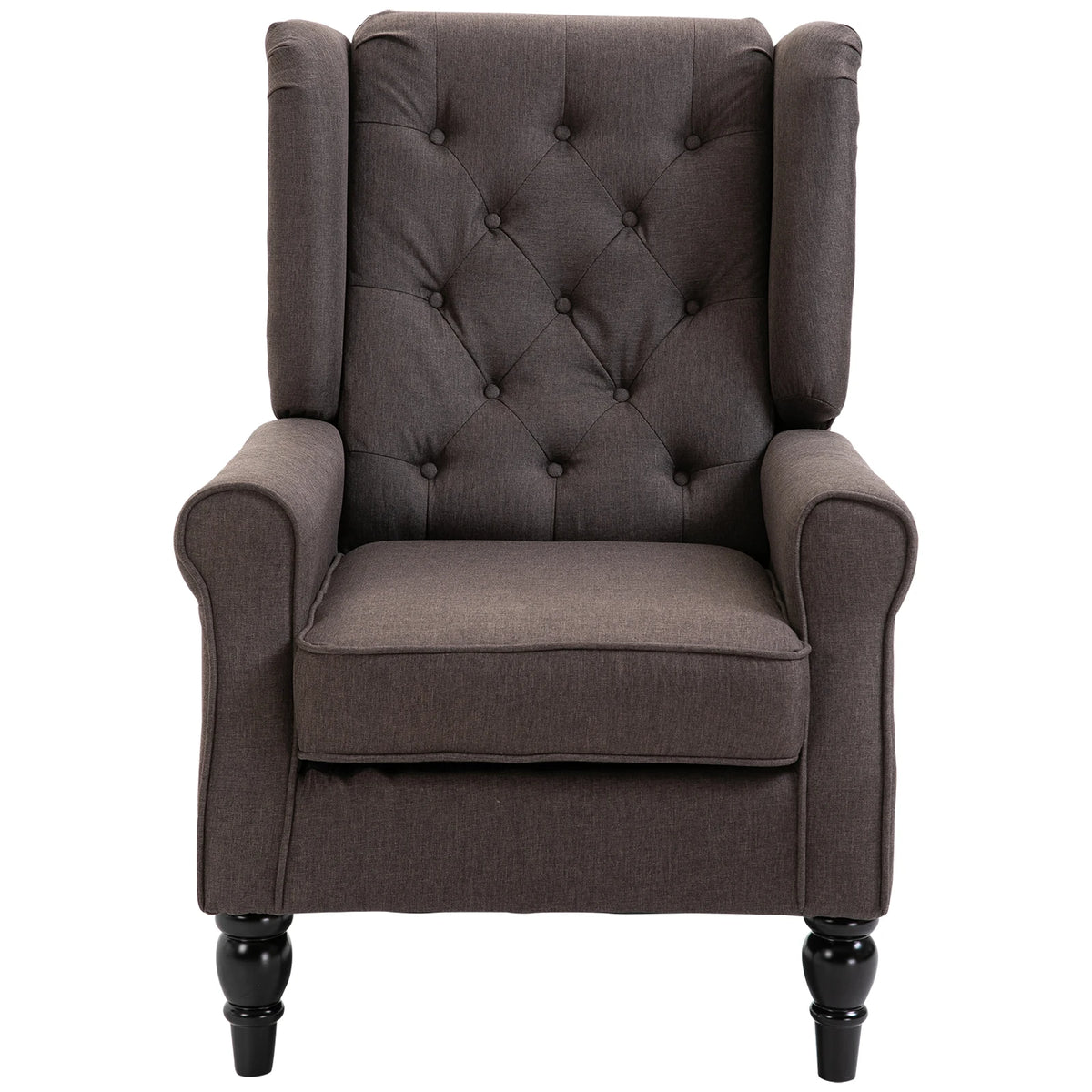 HOMCOM Button Tufted Wingback Accent Chair With Rounded Arms
