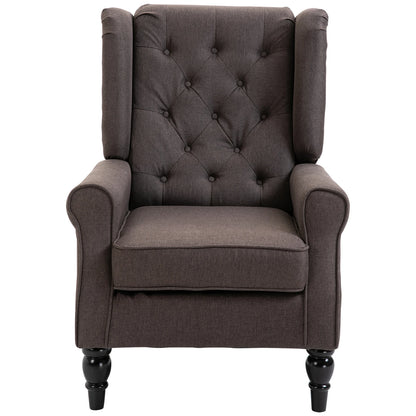 HOMCOM Button Tufted Wingback Accent Chair With Rounded Arms