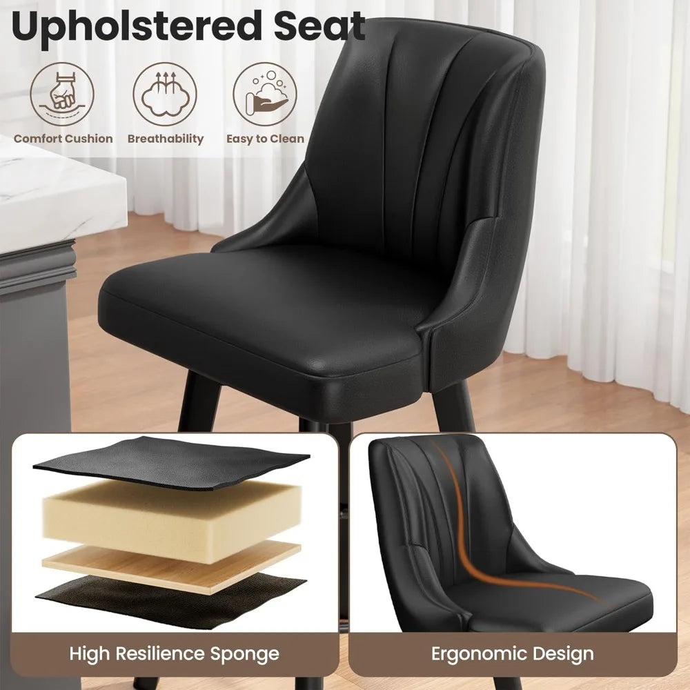 Counter Height Swivel Bar Stool Set of 4 with Back