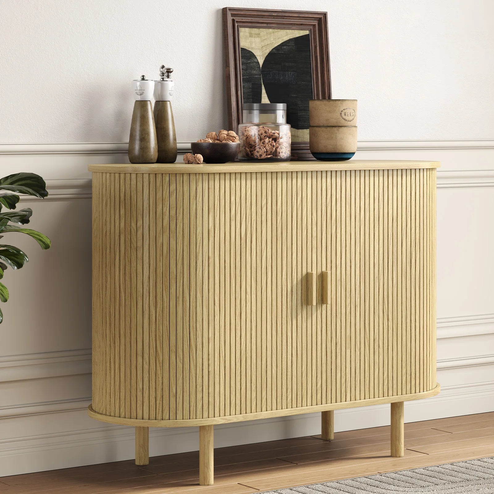 Sideboard Buffet Cabinet with Storage,40" Storage Cabinet with Sliding Door &amp; Adjustable Shelf,Coffee Bar Cabinet Console Table