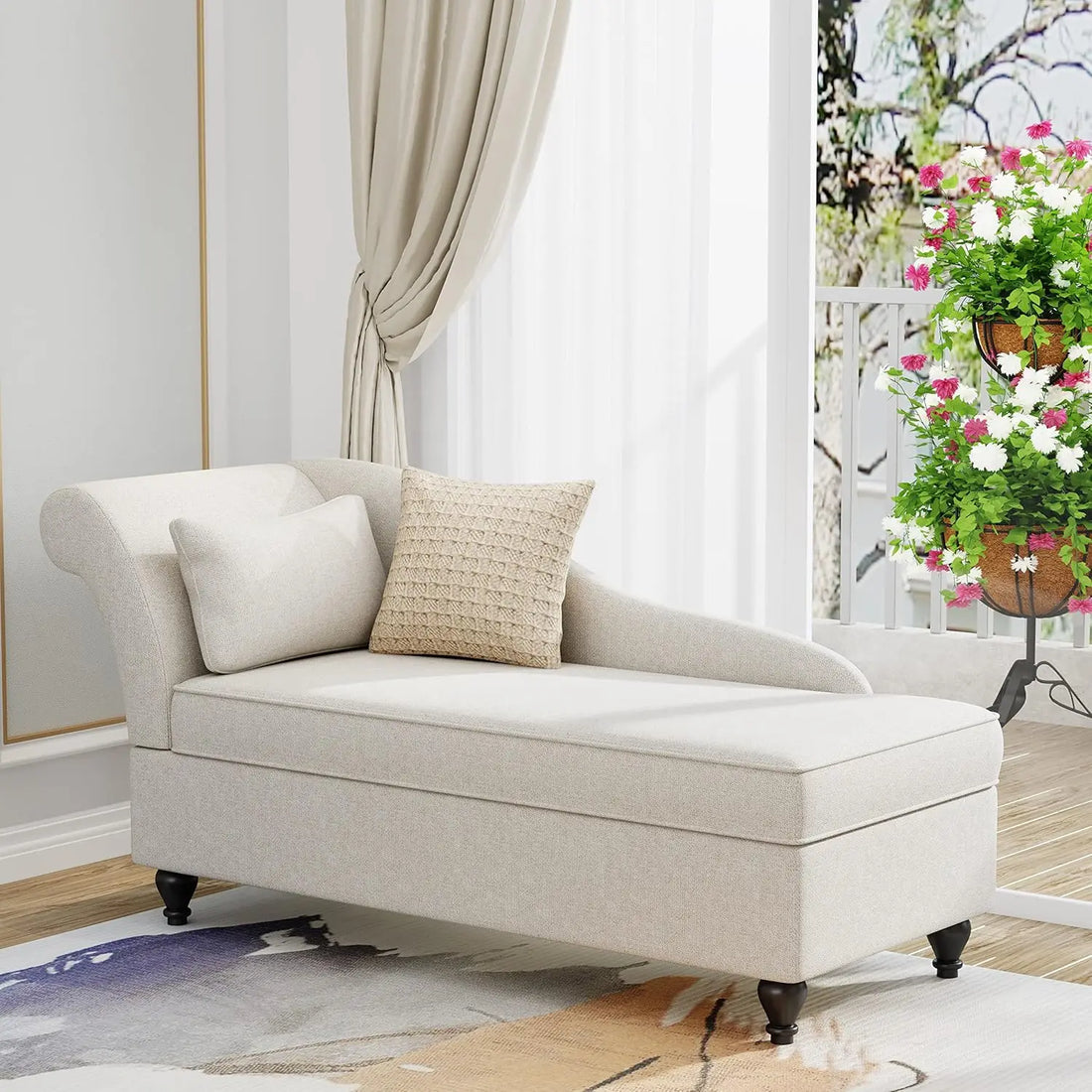 Modern Storage Chaise Lounge Indoor Fabric Chaise Lounges Chair Sleeper Lounge Sofa Recliner Chair for Bedroom, Customized