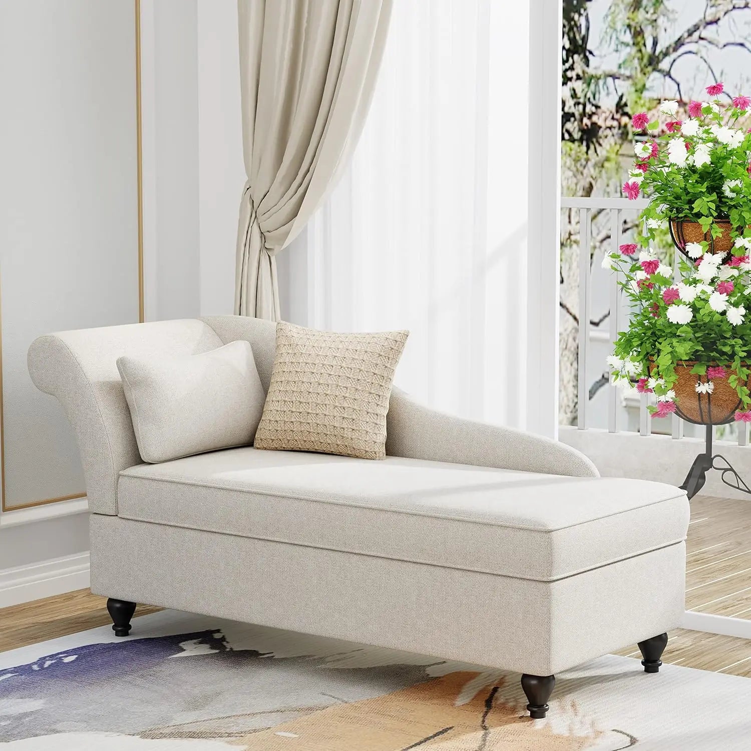 Modern Storage Chaise Lounge Indoor Fabric Chaise Lounges Chair Sleeper Lounge Sofa Recliner Chair for Bedroom, Customized