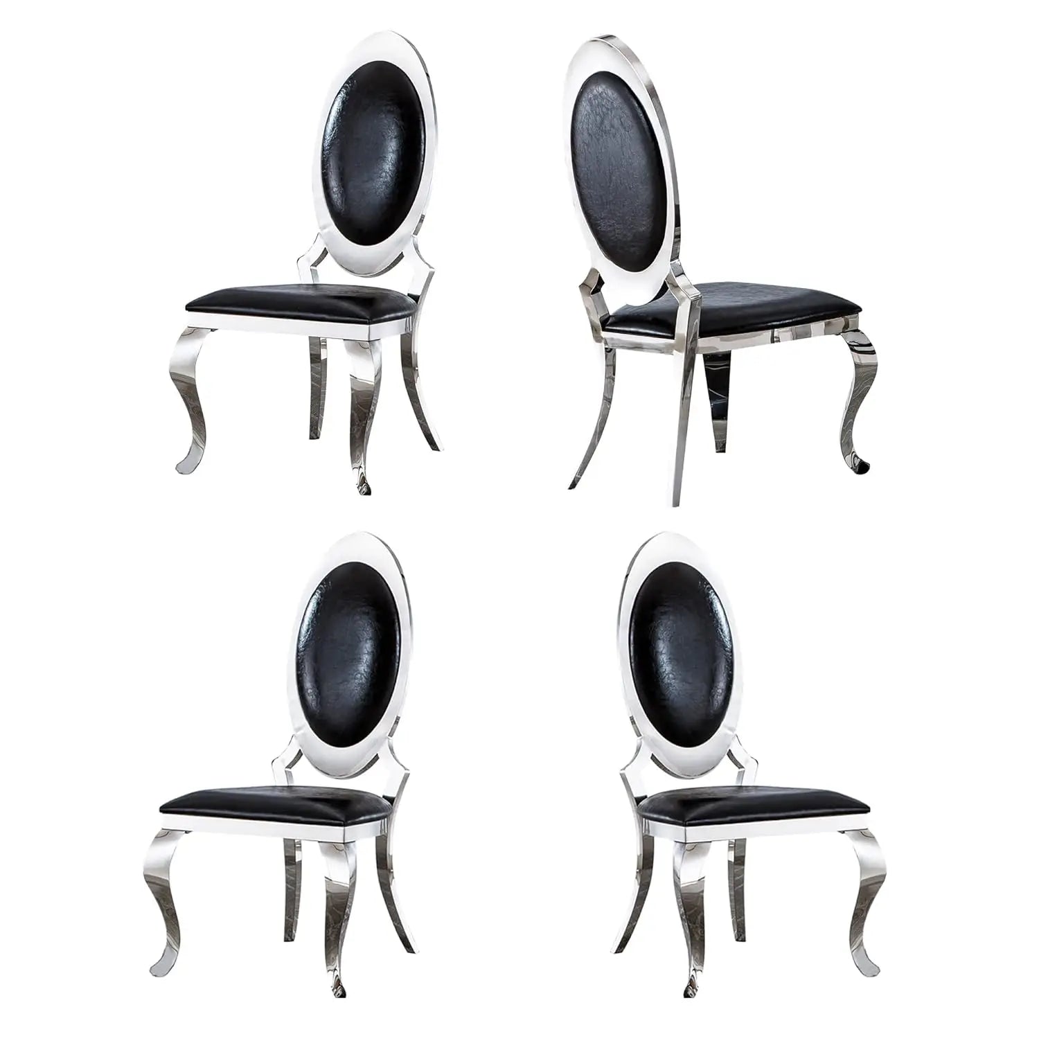 Modern Dining Chair Set of 4, Retro Luxury Leather Dining Room Chairs, Upholstered White Dining Chairs with Gold, Customized