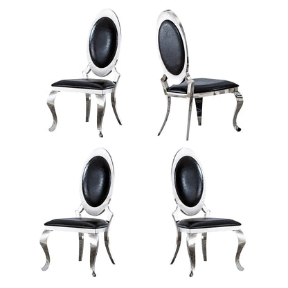 Modern Dining Chair Set of 4, Retro Luxury Leather Dining Room Chairs, Upholstered White Dining Chairs with Gold, Customized
