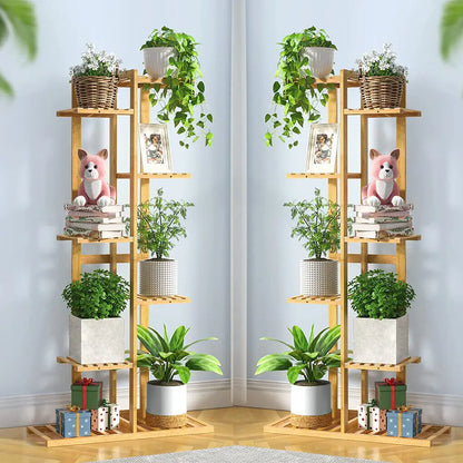 Wisfor Bamboo Corner Plant Stand Multi Tier Flower Holder Shelf
