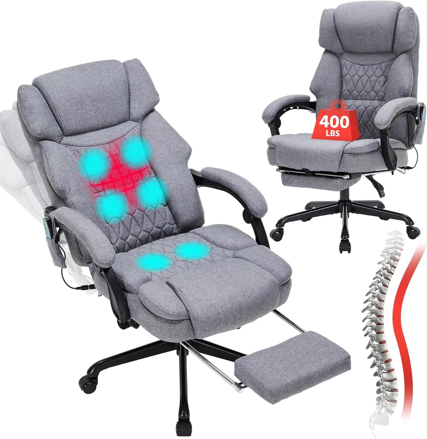 GUANGBAI Massage Office Chair With Foot Rest Vibration And Heat