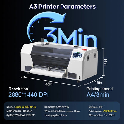 A3 DTF Printer Impresora XP600 DTF Printer A4 L800 DTF Printer Printing Machine For T-shirt Direct Transfer Roll Film Printer