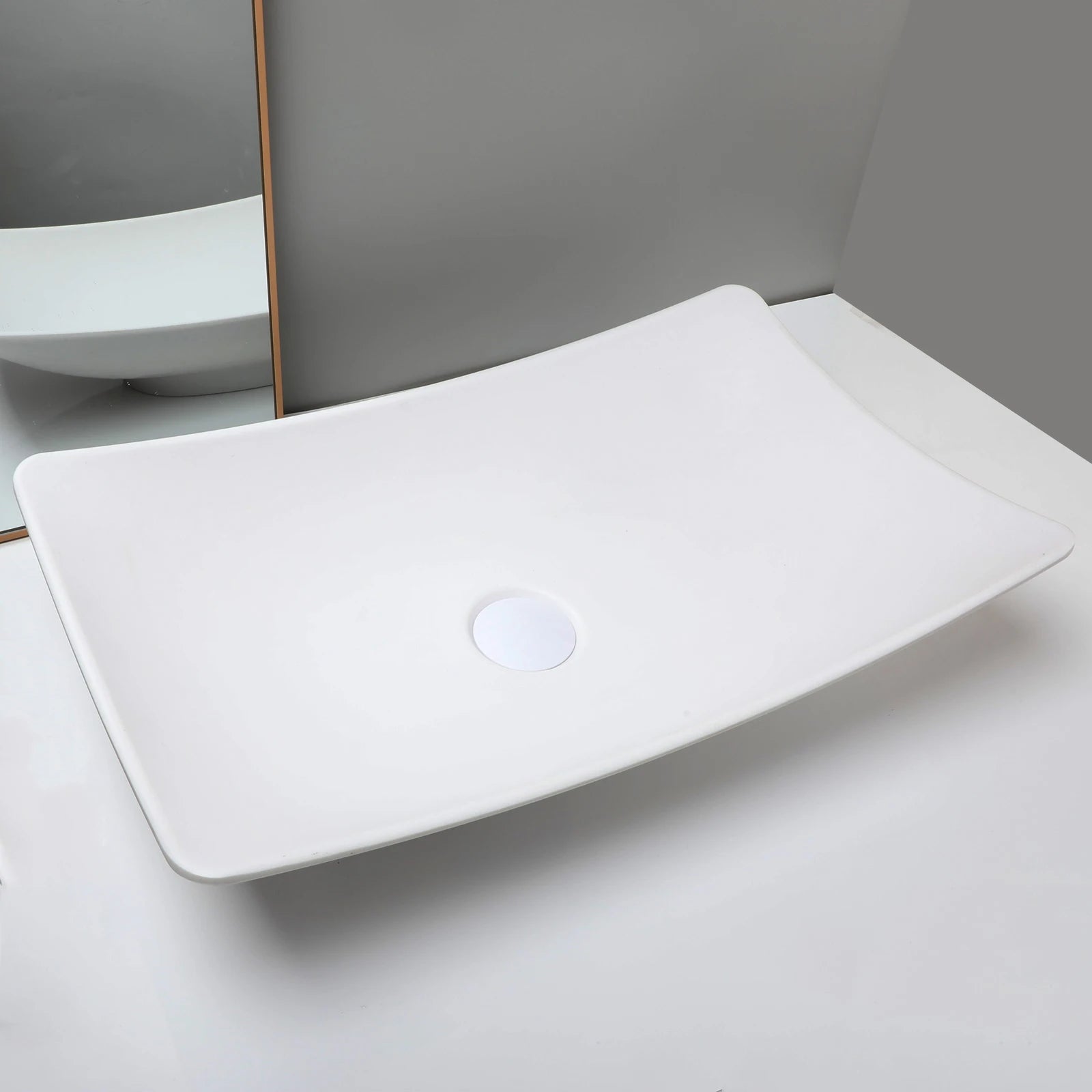 ZAPPO Bathroom Vessel Sink With Drain Bathroom Stone Resin Washbasin Round Above Counter Bowl Sinks for Bar Hotel (No Faucet)