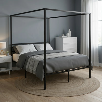 HOOMIC Full/Queen 4-Poster Canopy Bed Frame Modern Protective Full Surround Structure, Strong Support, No Box Spring Needed