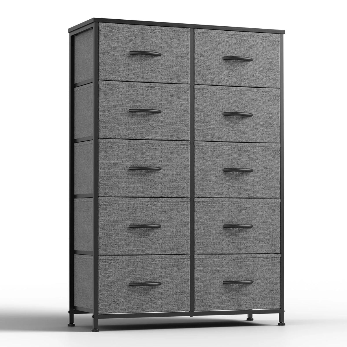 JHK 10 Drawer Fabric Nightstand Storage Cabinet With Steel Frame
