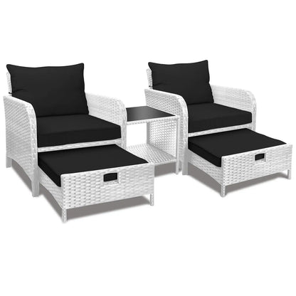 Balcony Furniture 5 Piece Patio Conversation Set, PE Wicker Rattan Outdoor Lounge Chairs with Soft Cushions 2, Customized