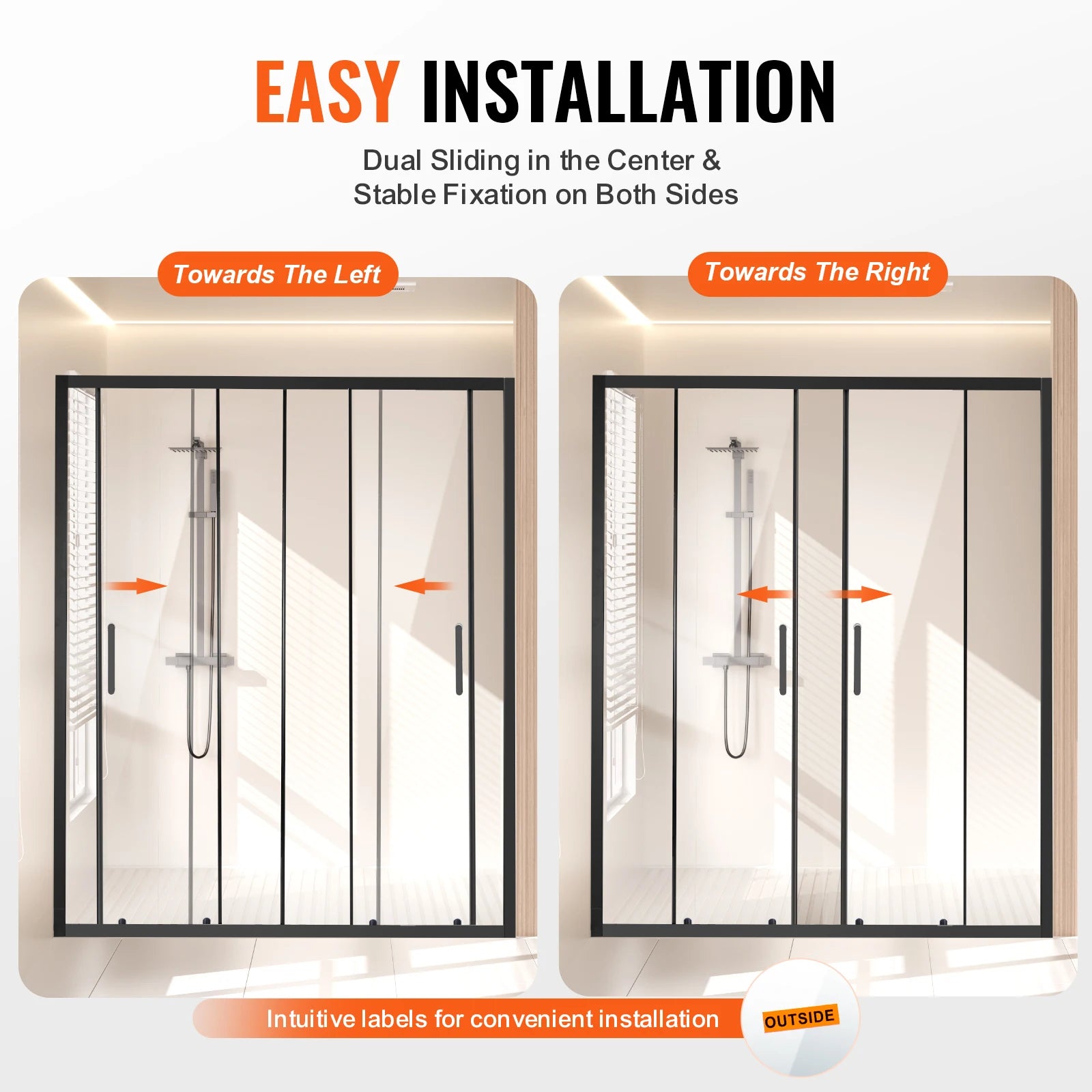 SucceBuy Semi-frameless Shower Door 57.8-59Wx70H in with 1/4in(6mm) Clear Tempered Glass Shatterproof &amp; Stainless Steel Hardware