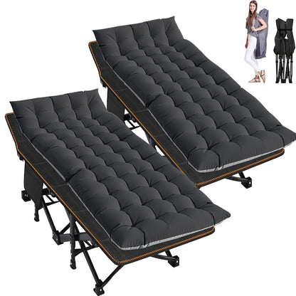 2PK XXL Camping Cot for Adults 900LBS - 78"×32" Oversized Folding Bed with Mattress Pad, Heavy Duty 1200D Oxford, Customized