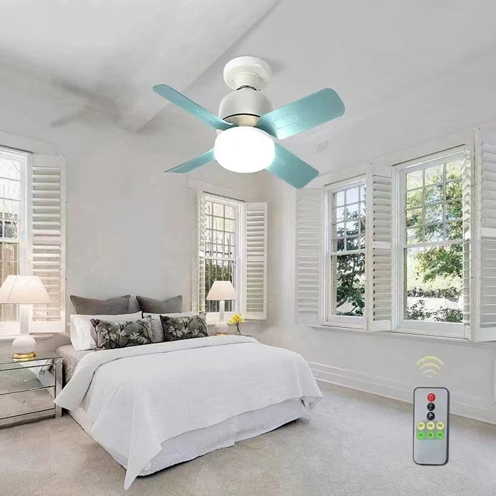 E27 Socket Ceiling Fans with Lights Dimmable 14W LED Small Ceiling Fan Ceiling Fan Light for Bedroom Living Room Kitchen Balcony