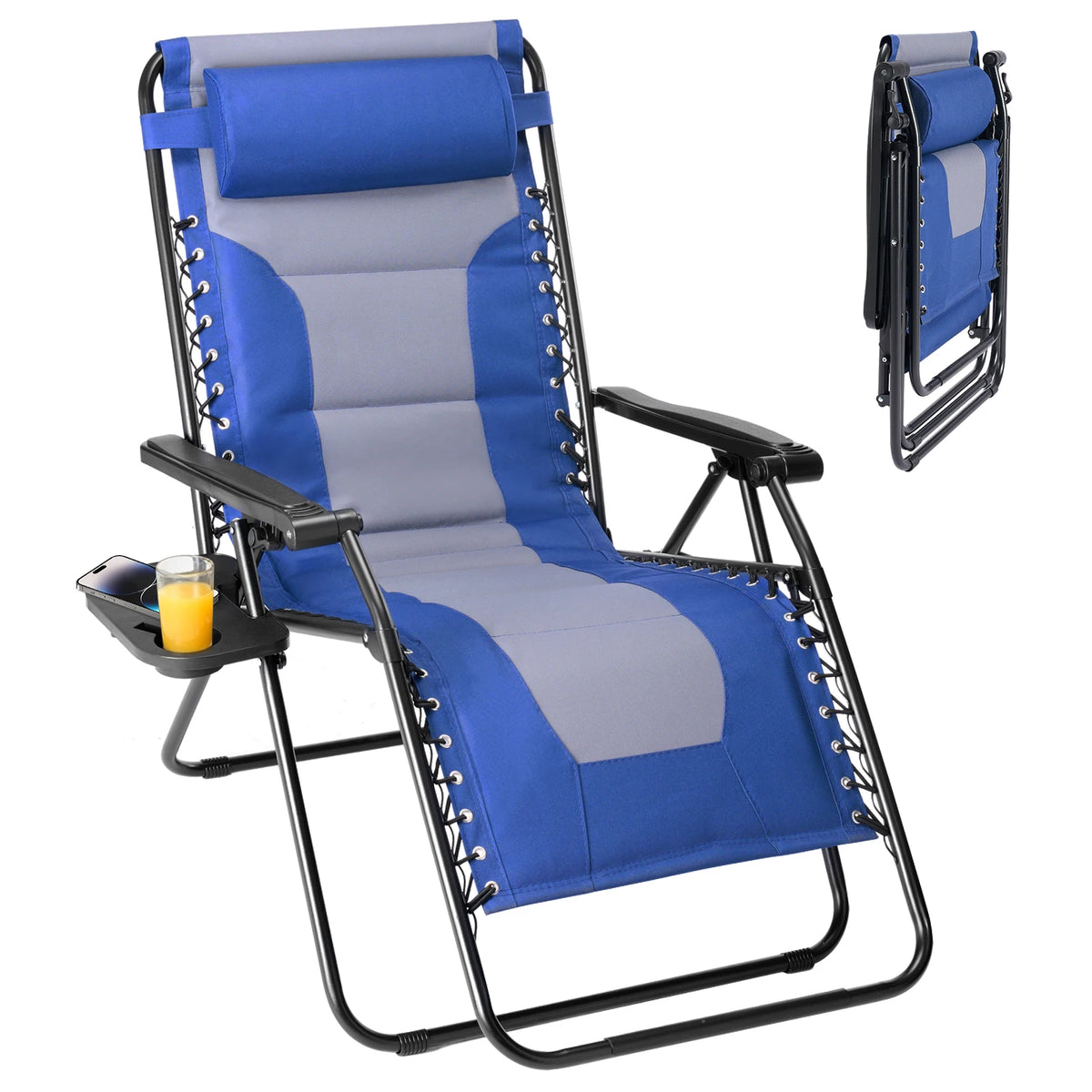 JHK Padded Zero Gravity Reclining Lounge Chair With Cup Holder