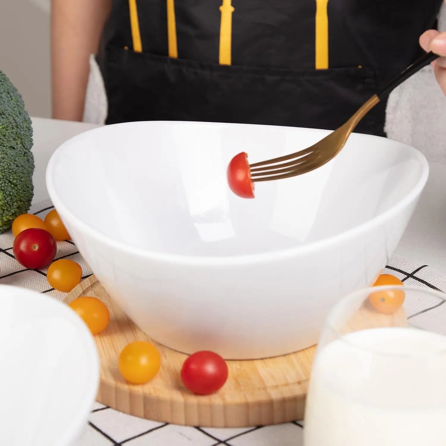 8" Ceramic Deep Soup Bowls &amp; Salad Bowls 42 OZ Large Bowls for Kitchen White Ceramic Serving Bowls for Salads Cereal,Soup