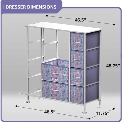 Kids Dresser with 12 Drawers - Chest Organizer Unit with Steel Frame Wood Top &amp; Handle, Fabric Bins for Clothes - Large Furnitur