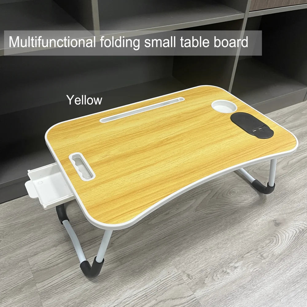Simple, Sturdy, Durable, Wireless Charging Capable, Foldable Small Table, Bed Laptop Table