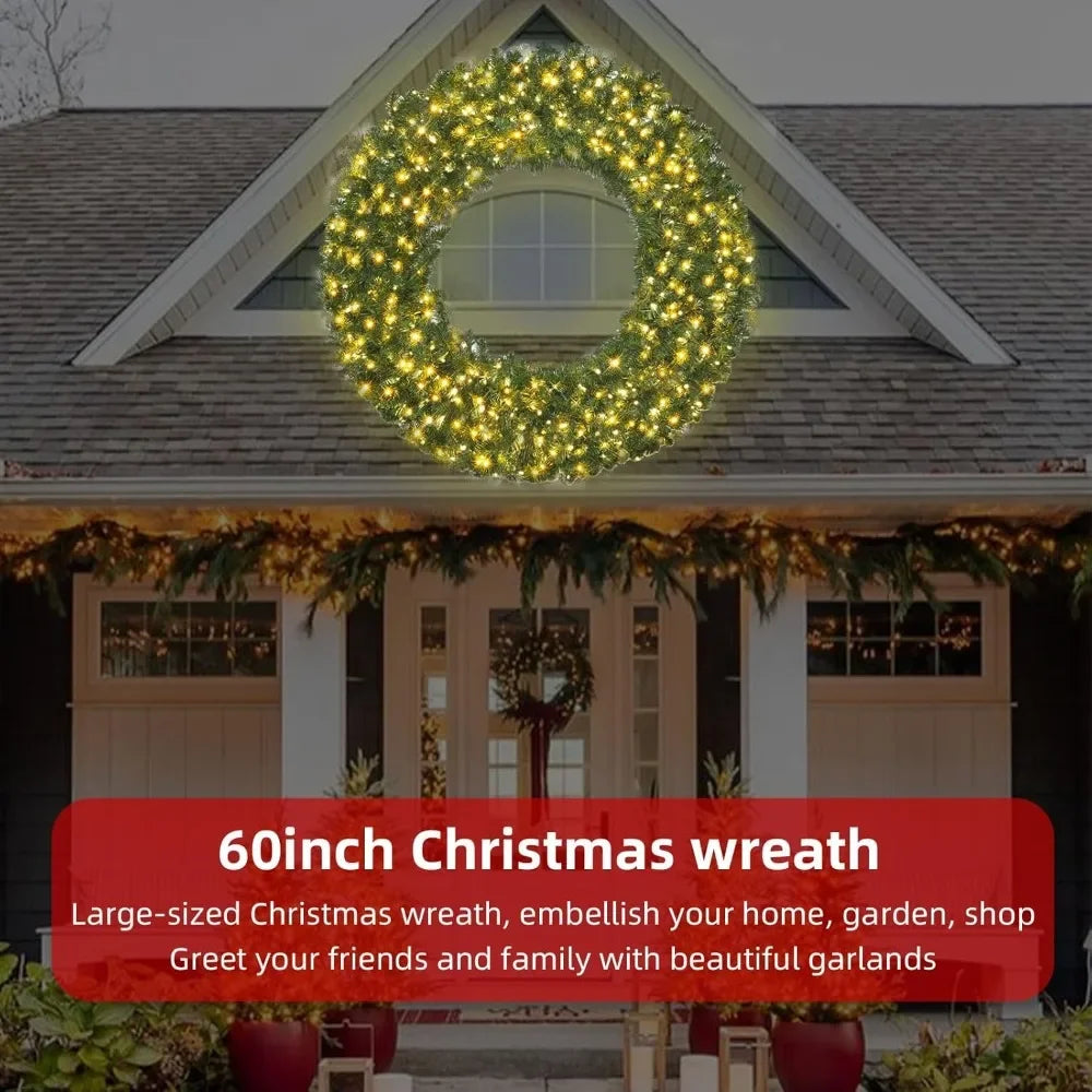 XMSJ Premium Extravagant Illuminated Christmas Wreath For Celebrations With LEDs