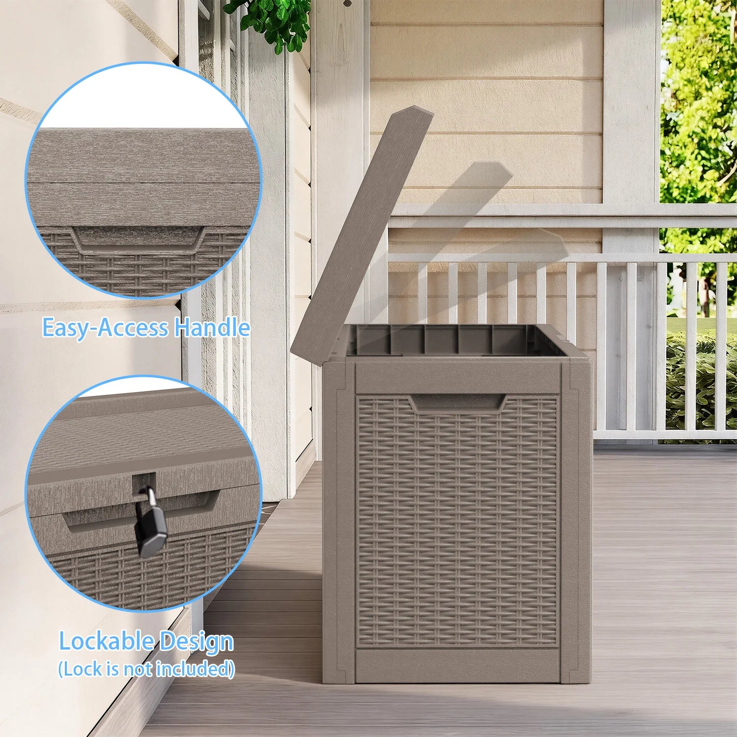 60Gallon Waterproof Outdoor Storage Box,Resin Deck Box,Lockable Outside Storage Box Container for Patio Furniure