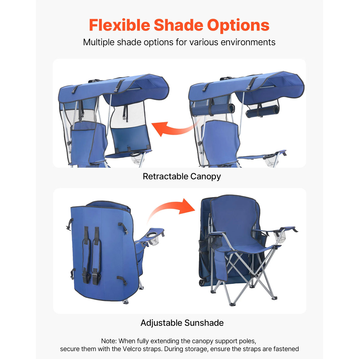 SucceBuy Camping Chair With Canopy Shade And Cup Holders