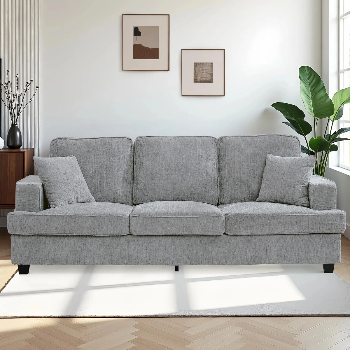 Couches for Living Room, 89 inch Cloud Couch Sofa in Chenile with Extra Comfy Soft Seats, Modern 3 Seater Sofas for Bedroom