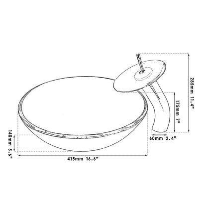 MEKKHALA Tempered Glass Vessel Sink Goldfish Pattern And Faucet Set