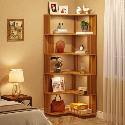 Tribesigns Industrial Corner Bookshelf with Anti Drop Panel