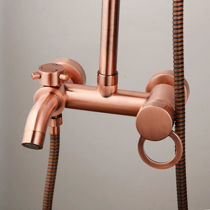 ZAPPO Antique Copper Rain Shower System Wall Mounted Shower Set with 8 inch Brass Rainfall Shower Head with Bathtub Mixer