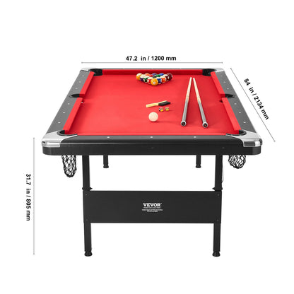 SucceBuy 6.3/7ft Billiard Table Pool Table Portable Foldable SpaceSaving Billiard Table Set Includes Balls Cues Chalks and Brush