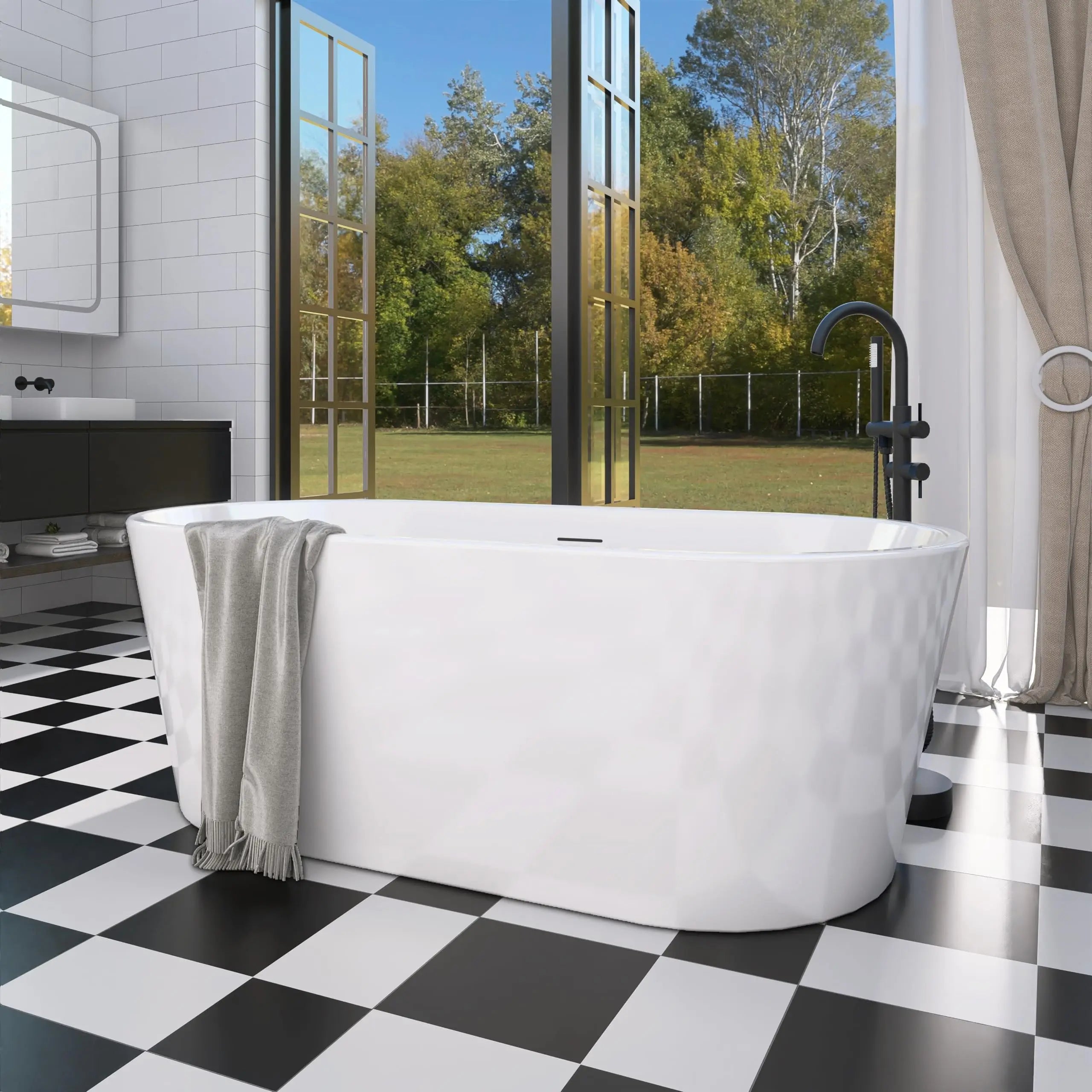 Sh.Kl Freestanding Acrylic Bathtub Soaking Tub for Bathroom
