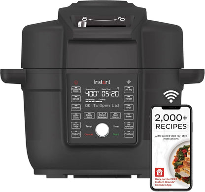 6.5 Quart Air Fryer &amp; Pressure Cooker Combo with WiFi, 13-in-1 Functions: Sauté, Slow Cook, Bake, Steam, Roast &amp; More