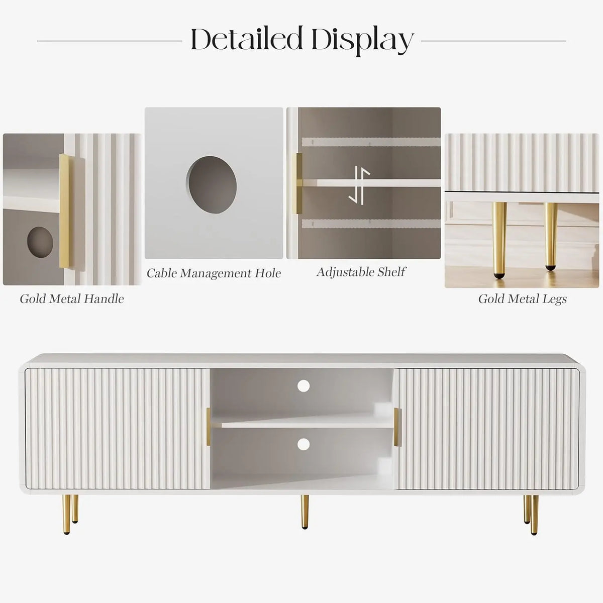 Modern Fluted TV Stand With Curved Profile Entertainment Center