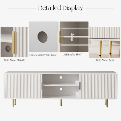 Modern Fluted TV Stand With Curved Profile Entertainment Center