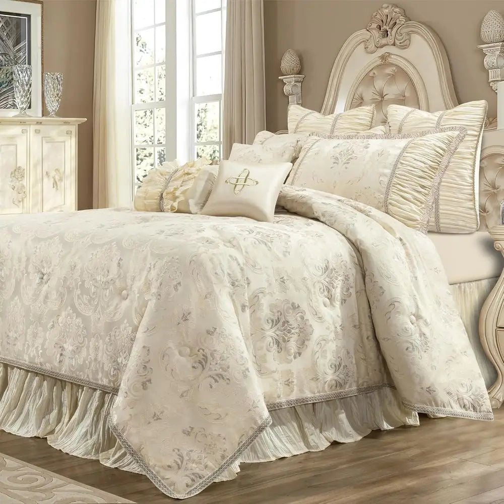 Luxury Comorter Set, loral Design Comorter King Sets or Bedroom, Quality Bedding Set PrincStyle with Euro Shams, Bedskirt, Decor