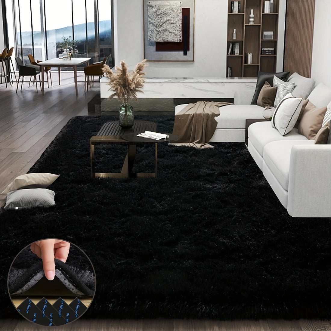 Aubusson Plush Area Rug Geometric Modern Living Room Decor